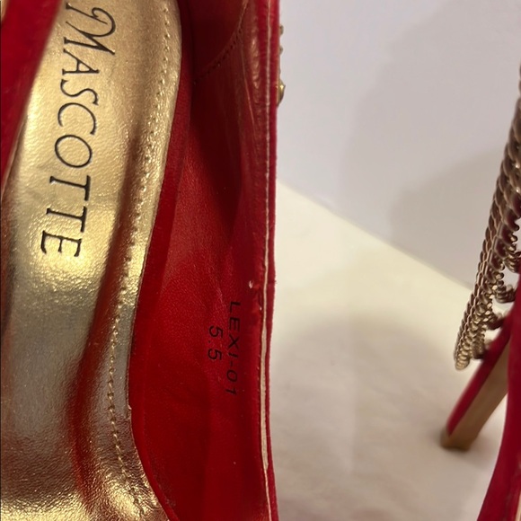 Red Stiletto Heels with Metallic Detail - Picture 5 of 12